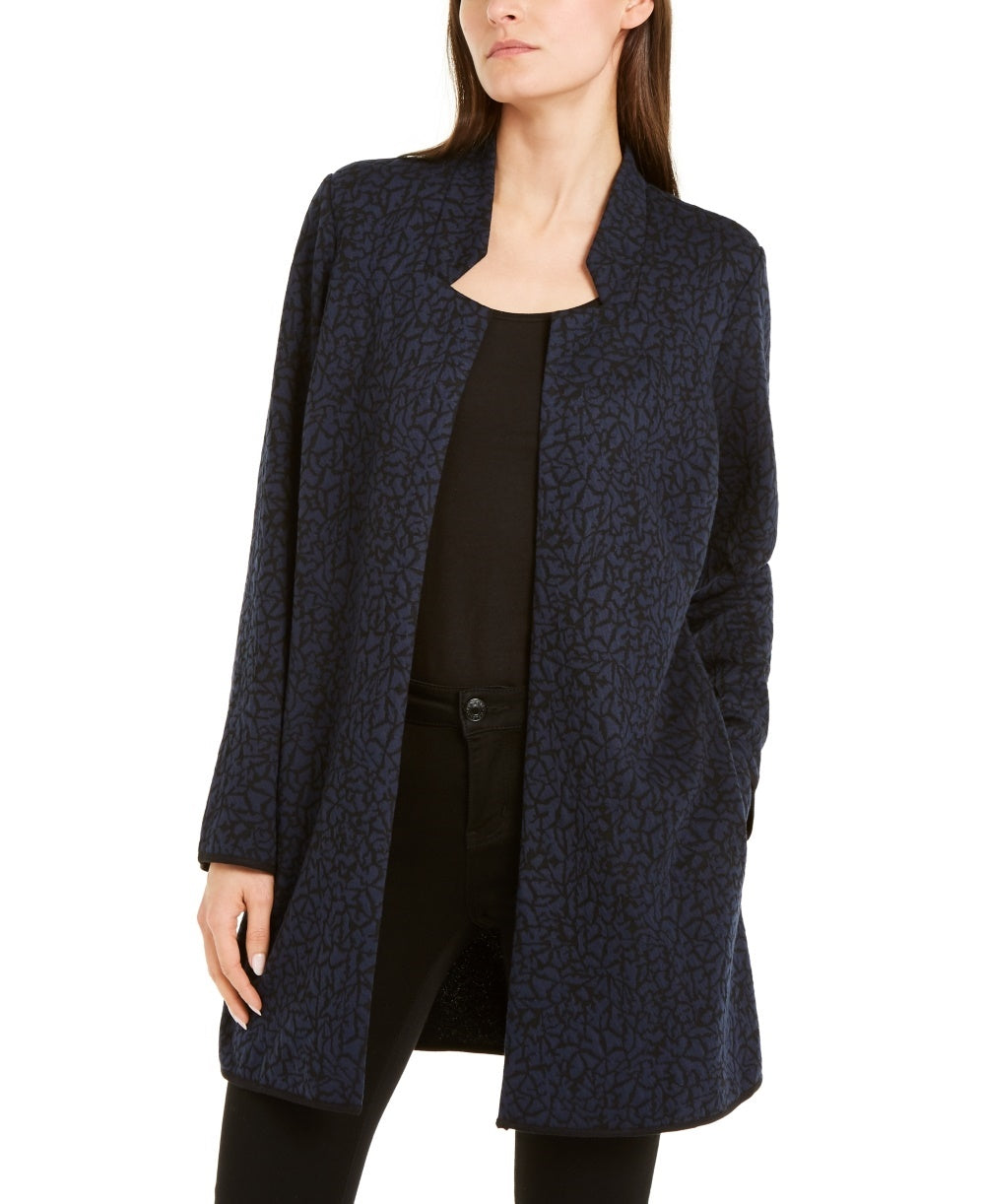 Alfani Women's Open Front Jacquard Jacket Black Size  Petite Medium