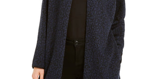 Alfani Women's Open Front Jacquard Jacket Black Size  Petite Medium