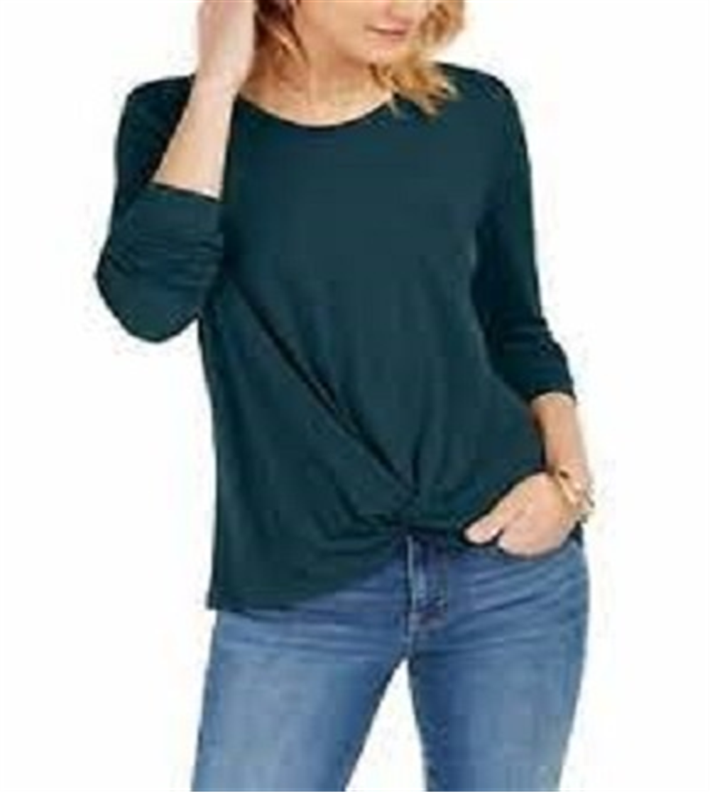 Style & Co Women's Twist Front Top Green Size X-Large