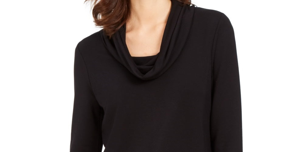 Charter Club Women's Cowlneck Top Black Size X-Small