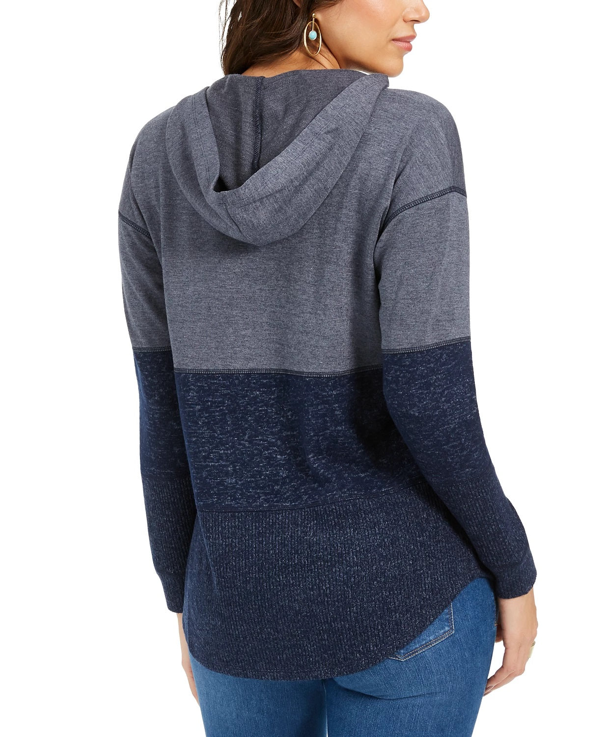 Style & Co Women's Colorblocked Hoodie Navy Size X-Small