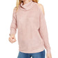 INC International Concepts Women's Sequin Cutout Turtleneck Sweater Pink Size Small
