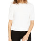 INC International Concepts Women's Short-Sleeve Puff Sweater White Size XX-Large