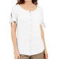 Karen Scott Women's Button Front Top White Size Medium