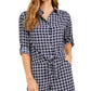 Charter Club Women's Printed Tie-Front Woven Top Blue Size Medium
