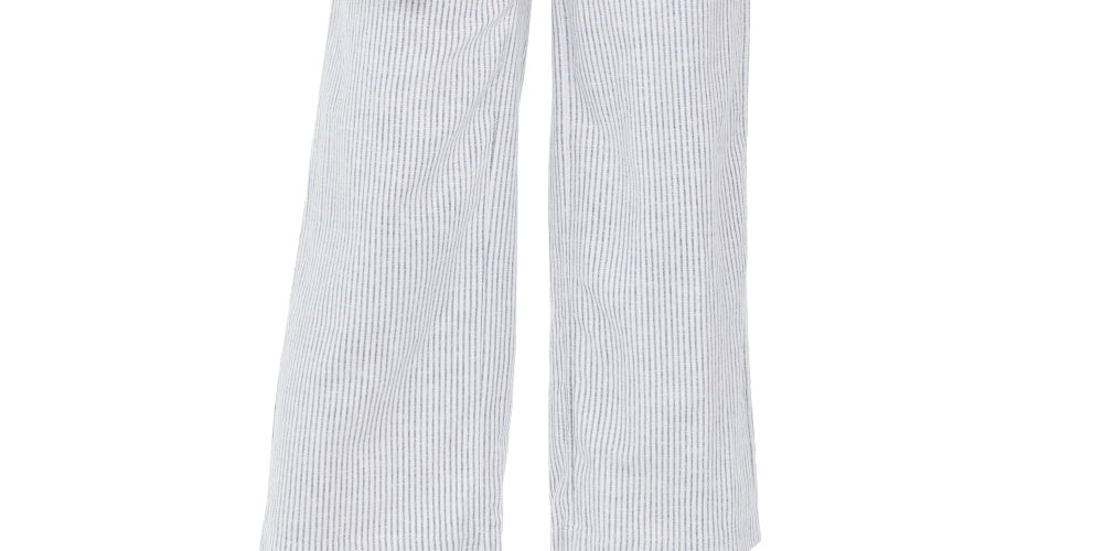 Style & Co Women's Striped Linen Cropped Pants Navy Size Small