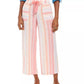 Style & Co Women's Striped Linen Cropped Pants Pink Size Small