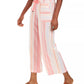 Style & Co Women's Striped Linen Cropped Pants Pink Size Small