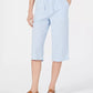 Karen Scott Women's Cotton Seersucker Capri Pants Blue Size Small