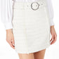 INC International Concepts Women's Belted Tweed A-Line Skirt White Size 12