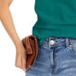INC International Concepts Women's Slim Fit Cotton Crewneck Top Green Size Medium