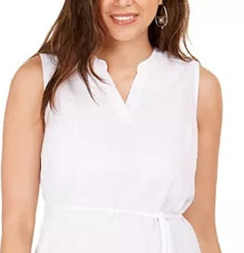 Style & Co Women's Textured Cotton Dress White Size X-Large