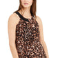 INC International Concepts Women's Petite Cat-Print Keyhole-Neck Top Black Size Medium
