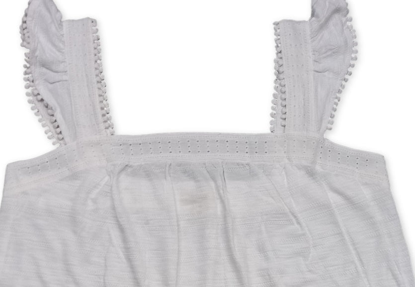 Style & Co Women's Embroidered Flutter Strap Tank Top White Size Large