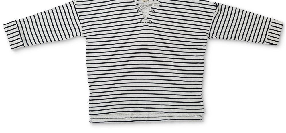 Style & Co Women's Striped Lace-Up Hoodie  Navy Size Medium