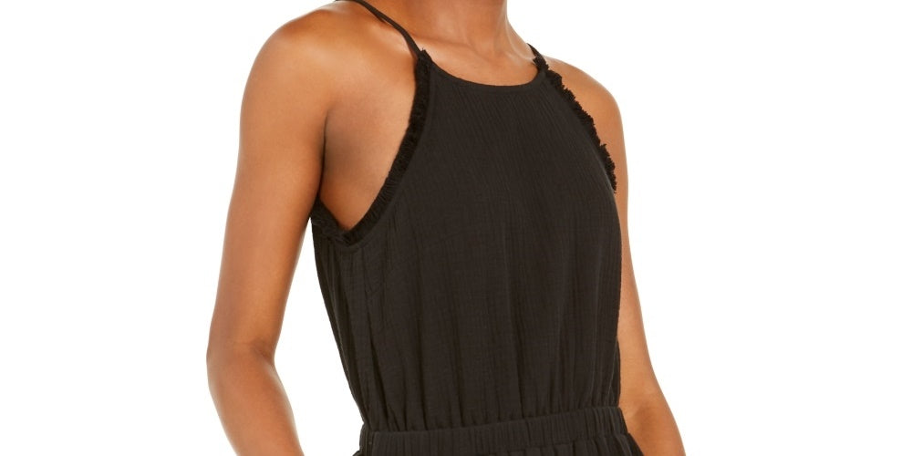 INC International Concepts Women's Cotton Halter-Neck Romper Black Size Medium