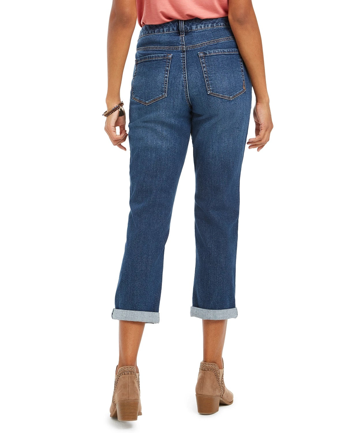 Style & Co Women's Curvy Fit Ripped Girlfriend Jeans Turq/Aqua Size 6