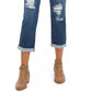 Style & Co Women's Curvy Fit Ripped Girlfriend Jeans Turq/Aqua Size 6