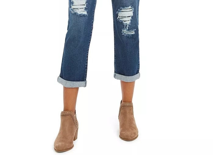 Style & Co Women's Curvy Fit Ripped Girlfriend Jeans Turq/Aqua Size 6