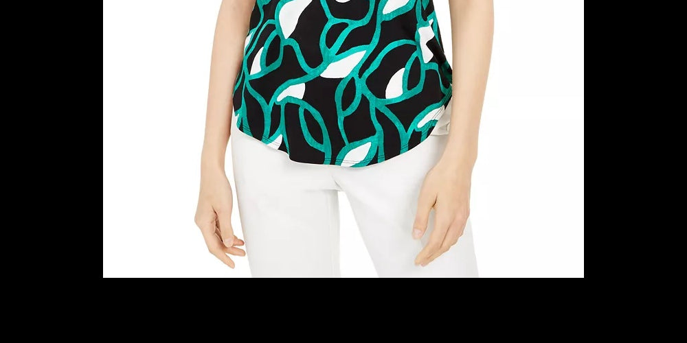 Alfani Women's Printed T-Shirt Green Size Small