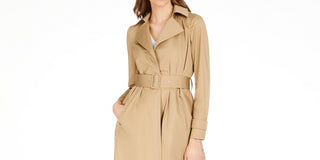 INC International Concepts Women's Plus Size Long Lace-Back Trench Coat Brown Size 1X