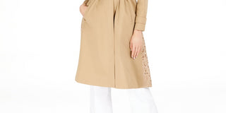 INC International Concepts Women's Plus Size Long Lace-Back Trench Coat Brown Size 1X