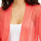 Alfani Women's Mixed-Stitch Open-Front Linen-Blend Cardigan Red Size XX-Large
