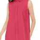 Alfani Women's Petite Long Sleeve Knit Collared Tunic Dark Pink Size Medium