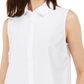 Alfani Women's Long Sleeve Knit Collared Tunic Soft White Size Petite Medium