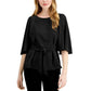 Alfani Women's Tie-Front Flutter-Sleeve Top Black Size Large