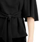 Alfani Women's Tie-Front Flutter-Sleeve Top Black Size Large