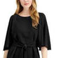 Alfani Women's Tie-Front Flutter-Sleeve Top Black Size X-Large