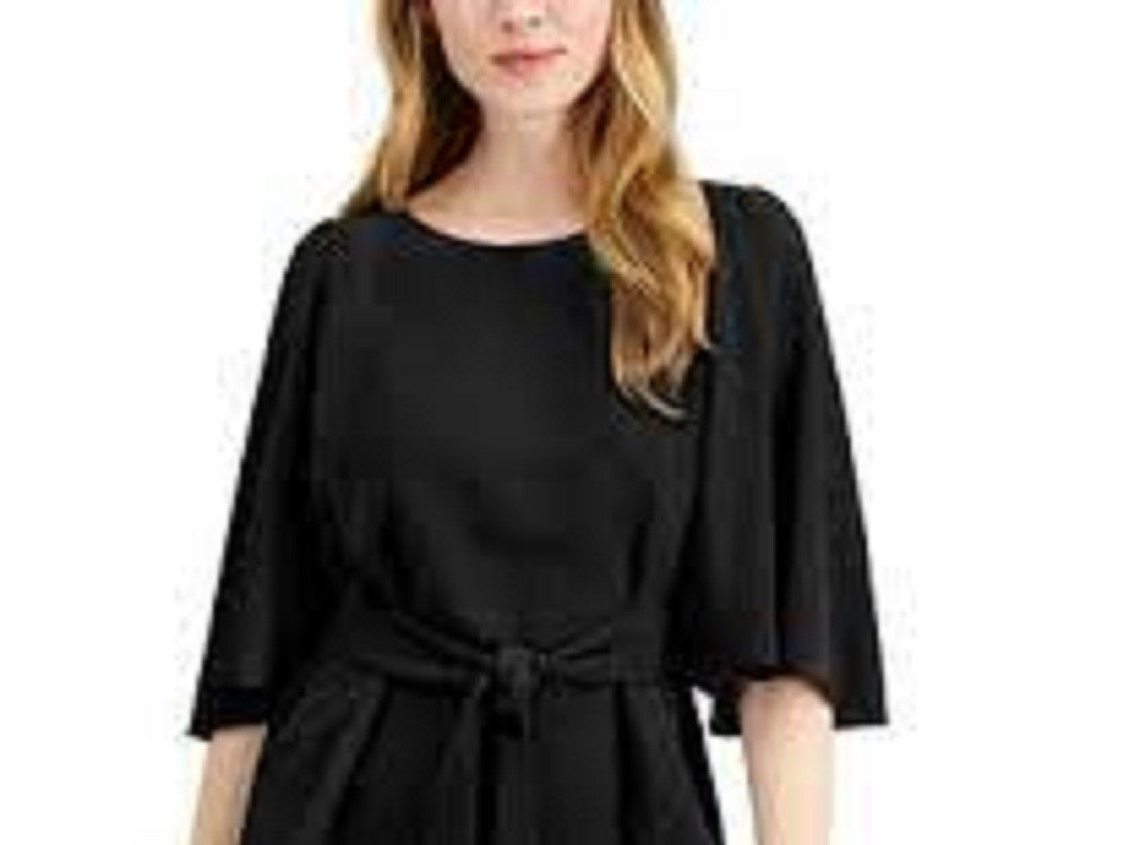 Alfani Women's Tie-Front Flutter-Sleeve Top Black Size X-Large