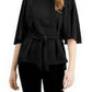 Alfani Women's Tie-Front Flutter-Sleeve Top Black Size X-Large