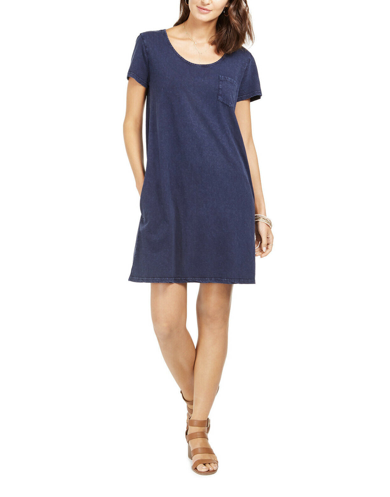 Style & Co Women's One-Pocket T-Shirt Dress Blue Size Small