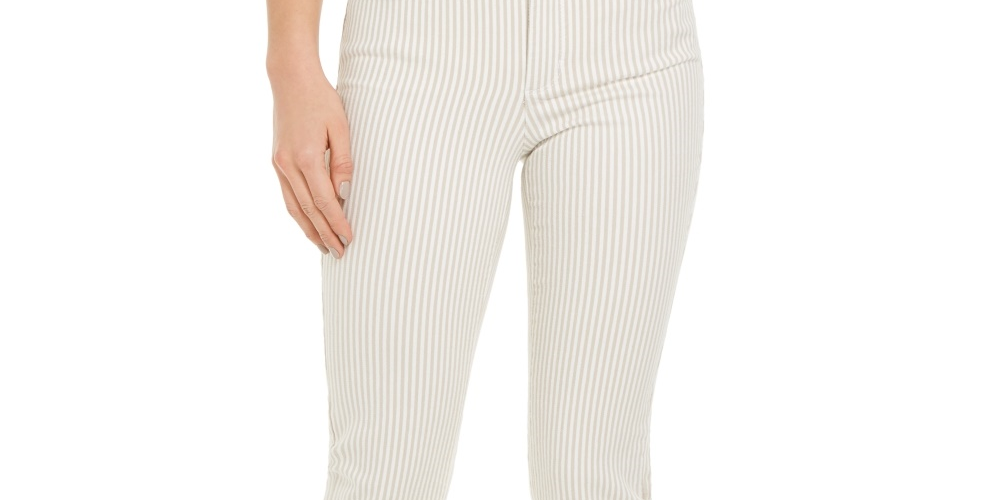 Charter Club Women's Printed Stripe Lexington Straight Leg Jeans Beige Size 6