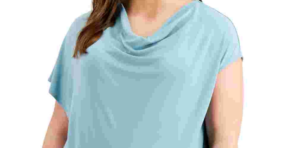 Alfani Women's Plus Solid Stretch Blouse Green Size 3X