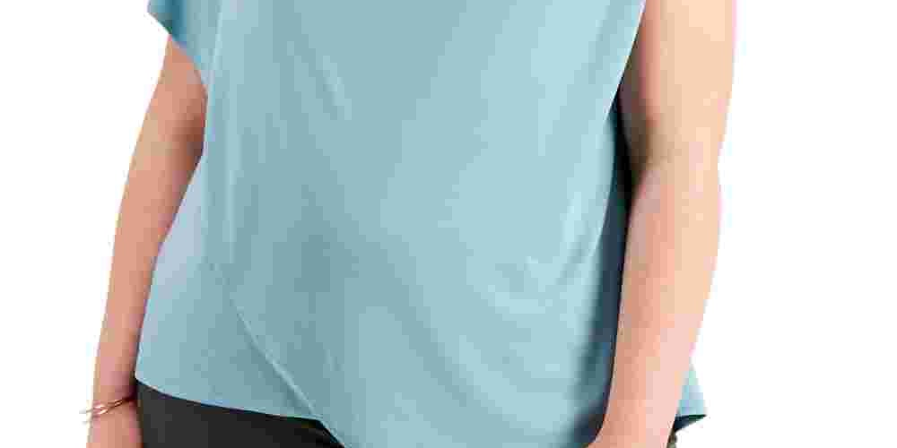 Alfani Women's Plus Solid Stretch Blouse Green Size 3X