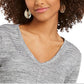 Style & Co Women's V Neck Top Grey Size X-Small