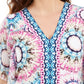 JM Collection Women's Printed Studded Top Navy Size Medium