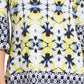 JM Collection Women's Printed Grommet Cold Shoulder Top Navy Size Medium
