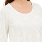 JM Collection Women's Metallic Print Buttoned Cuff Top  White Size Small