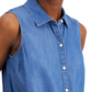 Charter Club Women's Cotton Tie Hem Sleeveless Shirt Blue Size 18