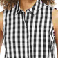 Charter Club Women's Shirt Gingham Button Front Tie Hem Black Size 8