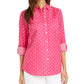 Charter Club Women's Linen Blend Dot Print Blouse Pink Size Small