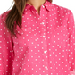 Charter Club Women's Linen Blend Dot Print Blouse Pink Size Small