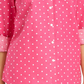 Charter Club Women's Linen Blend Dot Print Blouse Pink Size Small