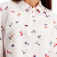 Charter Club Women's Linen Nautical Print Blouse White Size Medium