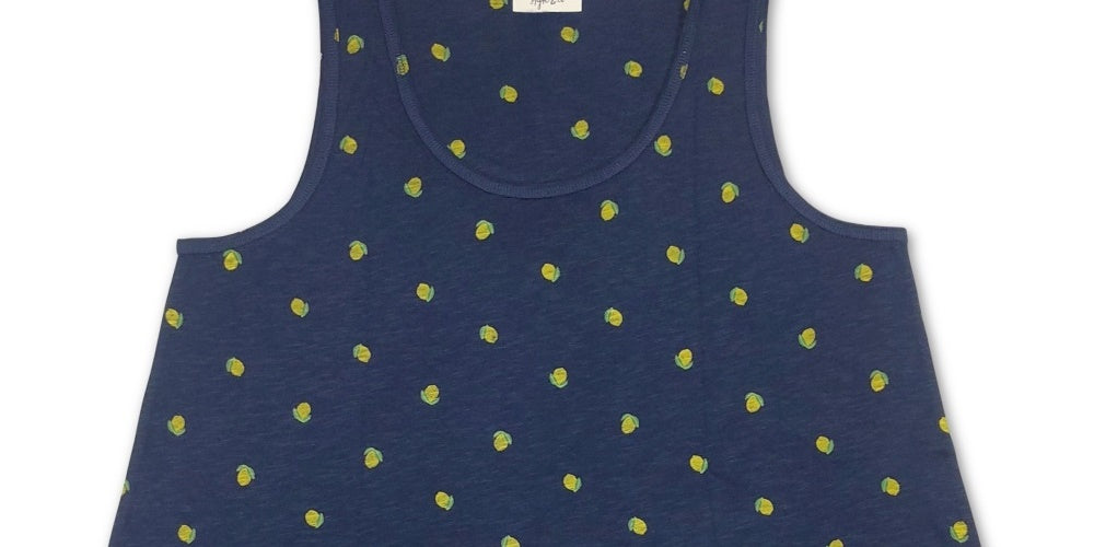 Style & Co Women's Lemon Handkerchief-Hem Top Navy Size Medium