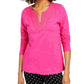 Charter Club Women's Cotton Embroidered Top Pink Size Small